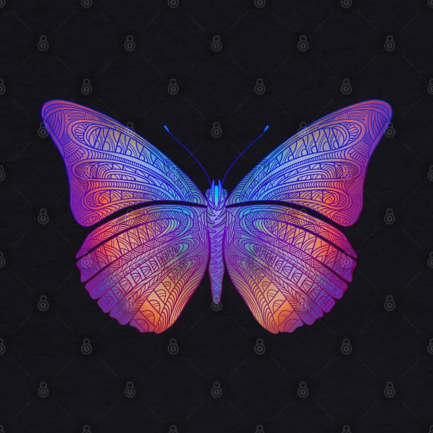 Butterfly design created using line art - colorful background version by DaveDanchuk